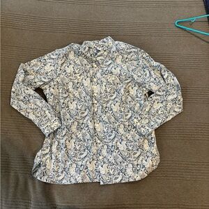 Duluth blue floral and woodland women's button down shirt XXL